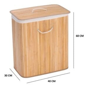 Cesto Canasto Organizador Rectangular Plegable Bambú c/ Tapa - Imagen 3