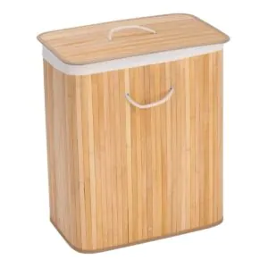 Cesto Canasto Organizador Rectangular Plegable Bambú c/ Tapa