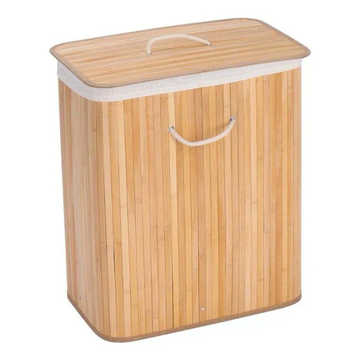 Cesto Canasto Organizador Rectangular Plegable Bambú c/ Tapa