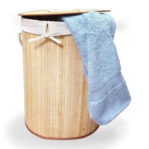Cesto Canasto Organizador Circular Plegable Bambú c/ Tapa