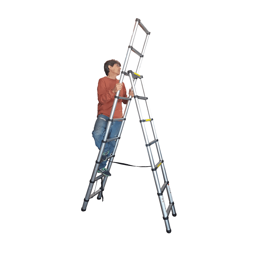 Escalera Aluminio Telescópica Tijera 7+9 Esc 2,5mt