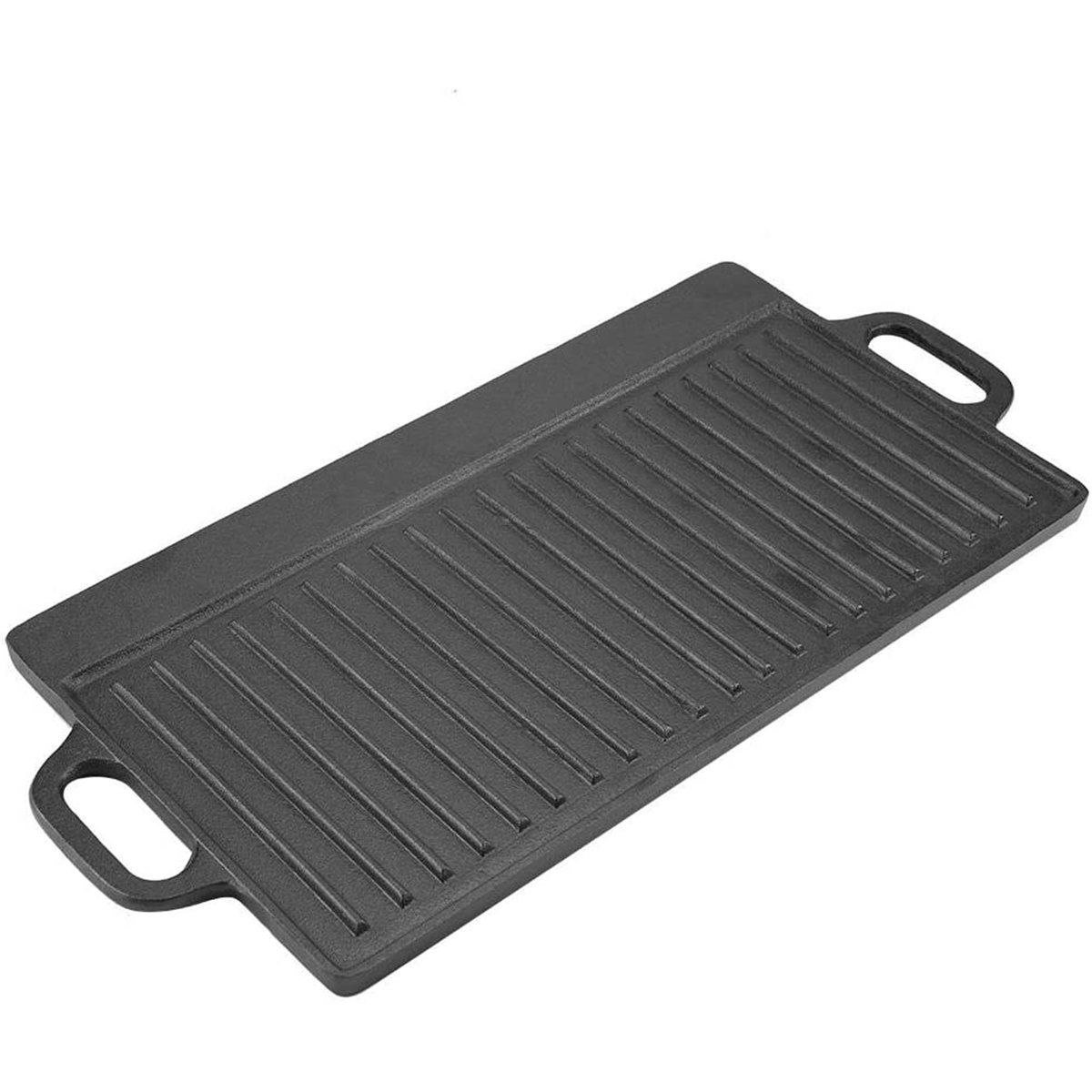 Plancha y Grill Antiadherente Doble Cara de Hierro 43 cm