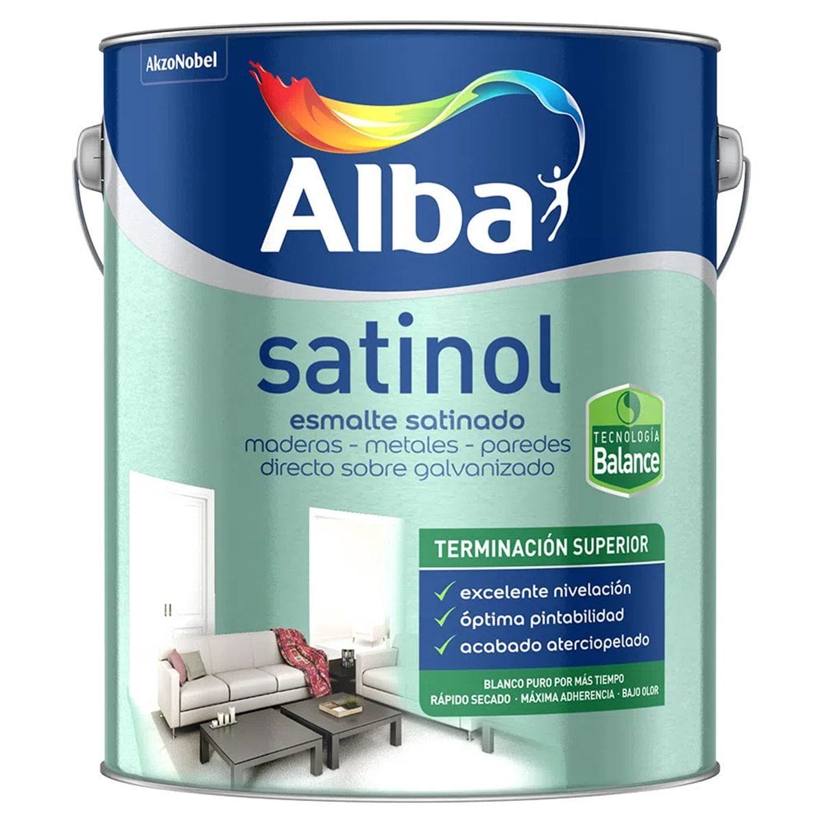 Satinol Esmalte Satinado Balance al agua Negro 1 Lt.