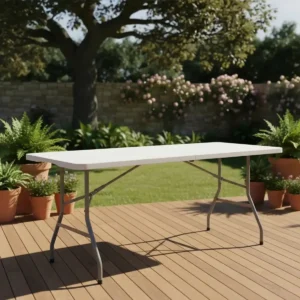 Mesa Plegable Jardin o Camping Blanca 180 cm.