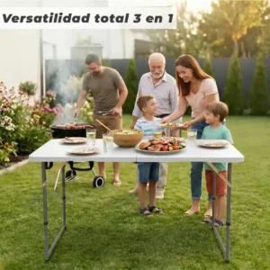 Mesa Plegable Jardin o Camping Blanca 120 cm.